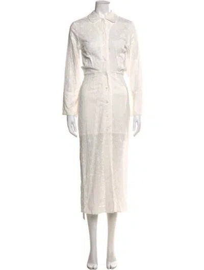 Pre-owned Matthew Bruch Lace Pattern Midi Length Dress In Neutral