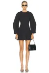 Matthew Bruch Leg Of Mutton Sleeve Flare Mini Dress In Black