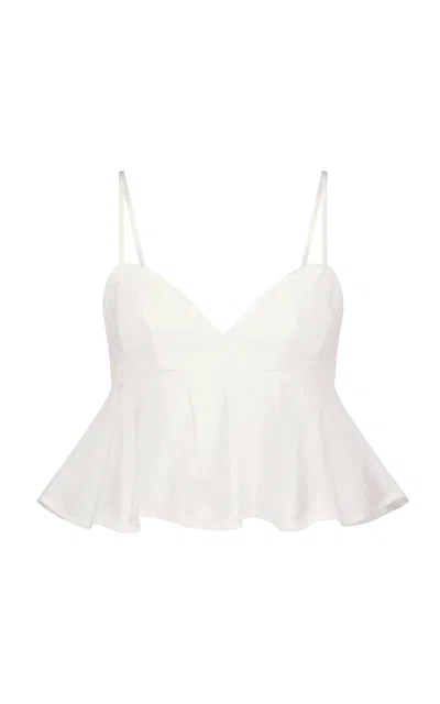 MATTHEW BRUCH LINEN-BLEND CROP TOP