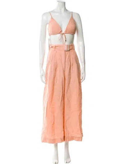 Pre-owned Matthew Bruch Linen Dress Set In White