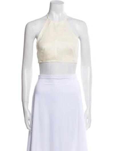 Pre-owned Matthew Bruch Linen Halterneck Crop Top W/ Tags In Neutral