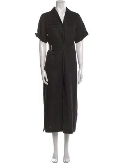 Pre-owned Matthew Bruch Linen Long Dress In Black
