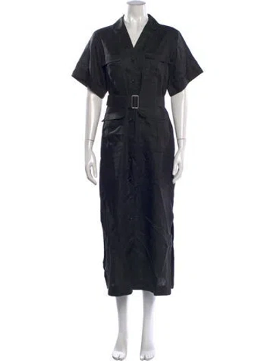 Pre-owned Matthew Bruch Linen Long Dress In Black
