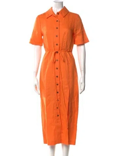 Pre-owned Matthew Bruch Linen Long Dress In Orange