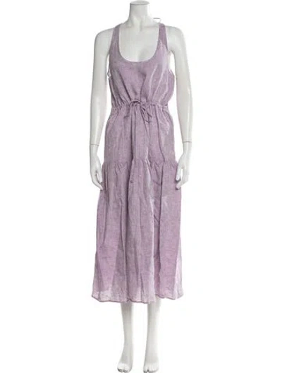 Pre-owned Matthew Bruch Linen Long Dress W/ Tags In Purple