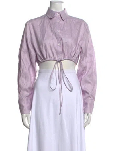 Pre-owned Matthew Bruch Linen Long Sleeve Button-up Top W/ Tags In Purple