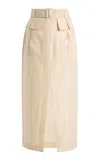 Matthew Bruch Linen Midi Cargo Skirt In Multi