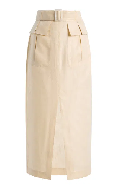 Matthew Bruch Linen Midi Cargo Skirt In Multi