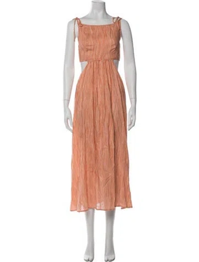 Pre-owned Matthew Bruch Linen Midi Length Dress In Orange
