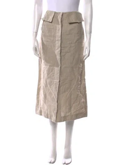 Pre-owned Matthew Bruch Linen Midi Length Skirt In Neutral