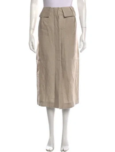 Pre-owned Matthew Bruch Linen Midi Length Skirt In Neutrals