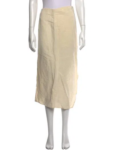 Pre-owned Matthew Bruch Linen Midi Length Skirt In Neutrals
