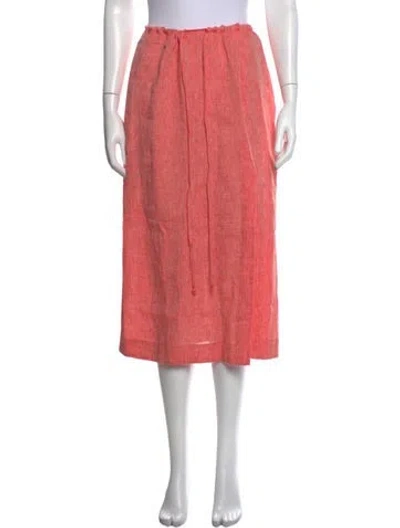 Pre-owned Matthew Bruch Linen Midi Length Skirt In Pink