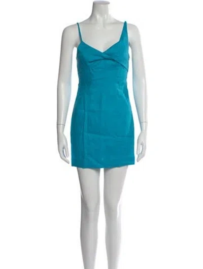 Pre-owned Matthew Bruch Linen Mini Dress In Blue