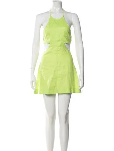 Pre-owned Matthew Bruch Linen Mini Dress In Green