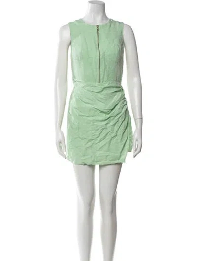 Pre-owned Matthew Bruch Linen Mini Dress In Green