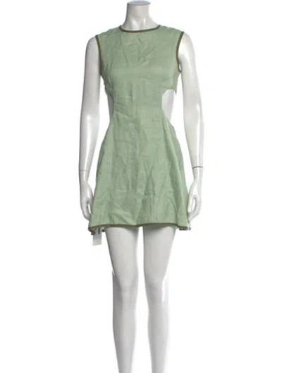 Pre-owned Matthew Bruch Linen Mini Dress In Green