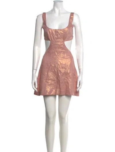 Pre-owned Matthew Bruch Linen Mini Dress In Metallic/purple