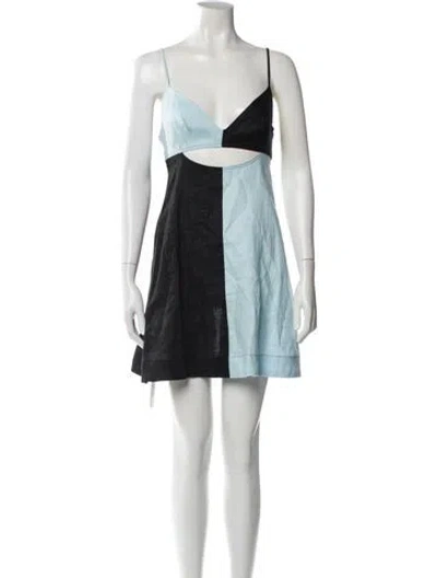 Pre-owned Matthew Bruch Linen Mini Dress In Multi