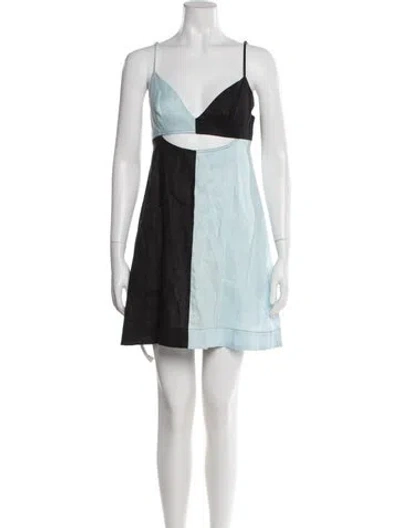 Pre-owned Matthew Bruch Linen Mini Dress In Multi