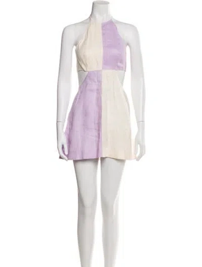 Pre-owned Matthew Bruch Linen Mini Dress In Neutral