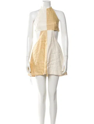 Pre-owned Matthew Bruch Linen Mini Dress In Neutral