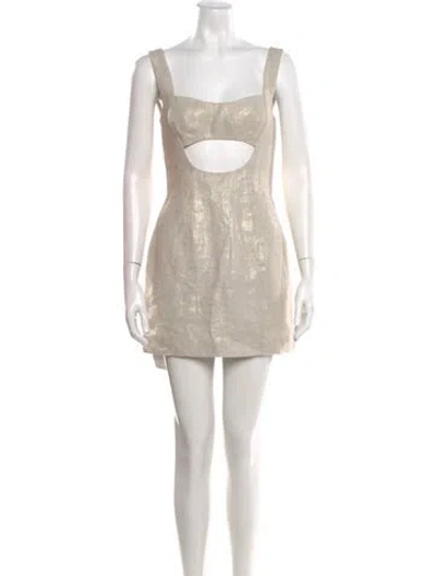 Pre-owned Matthew Bruch Linen Mini Dress In Neutral