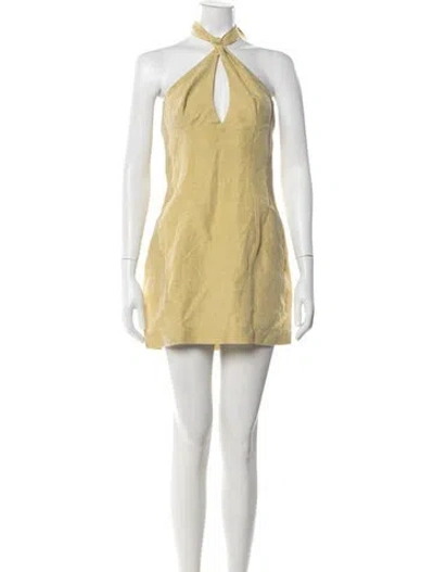 Pre-owned Matthew Bruch Linen Mini Dress In Neutral