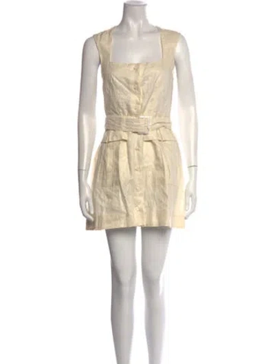 Pre-owned Matthew Bruch Linen Mini Dress In Neutrals