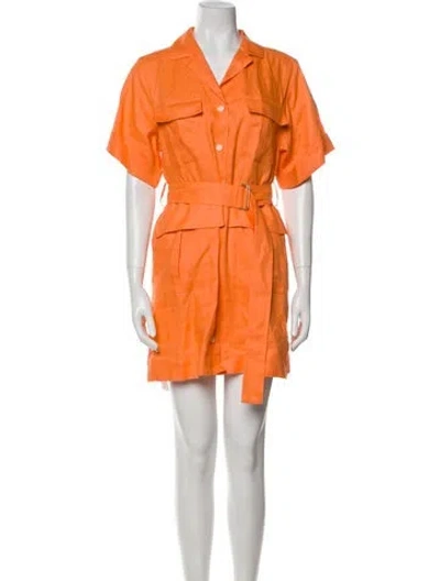 Pre-owned Matthew Bruch Linen Mini Dress In Orange