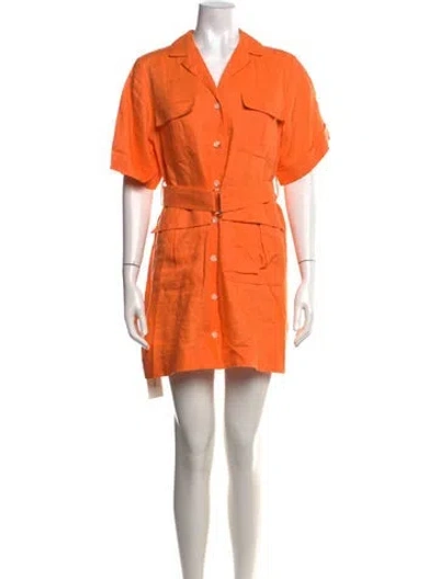 Pre-owned Matthew Bruch Linen Mini Dress In Orange