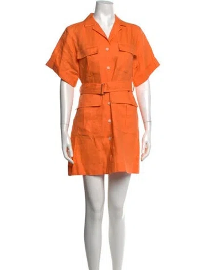 Pre-owned Matthew Bruch Linen Mini Dress In Orange