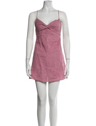 Pre-owned Matthew Bruch Linen Mini Dress In Pink