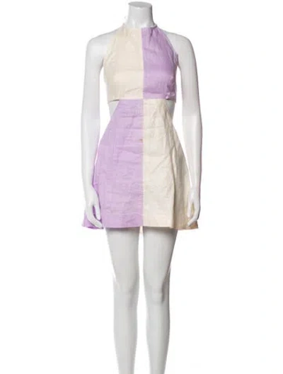 Pre-owned Matthew Bruch Linen Mini Dress In Purple
