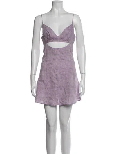 Pre-owned Matthew Bruch Linen Mini Dress In Purple