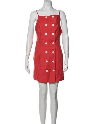 Pre-owned Matthew Bruch Linen Mini Dress In Red