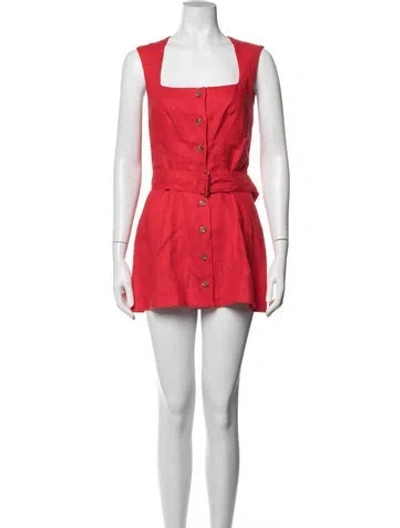 Pre-owned Matthew Bruch Linen Mini Dress W/ Tags In Red