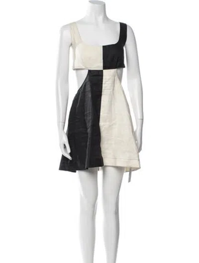 Pre-owned Matthew Bruch Linen Mini Dress In White