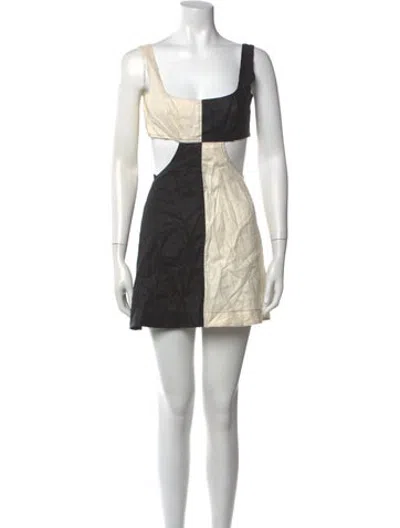 Pre-owned Matthew Bruch Linen Mini Dress In White