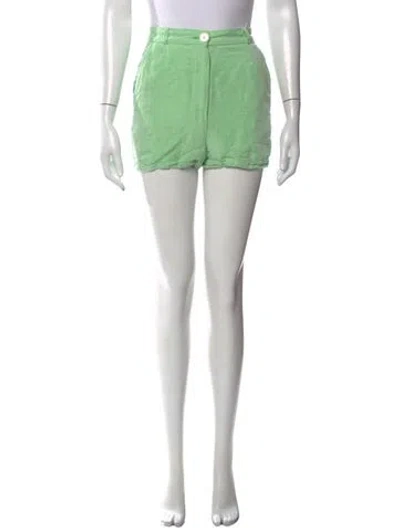 Pre-owned Matthew Bruch Linen Mini Shorts In Green