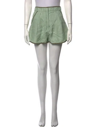 Pre-owned Matthew Bruch Linen Mini Shorts In Green