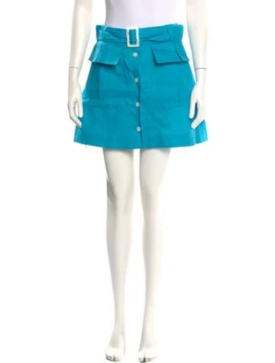 Pre-owned Matthew Bruch Linen Mini Skirt In Blue
