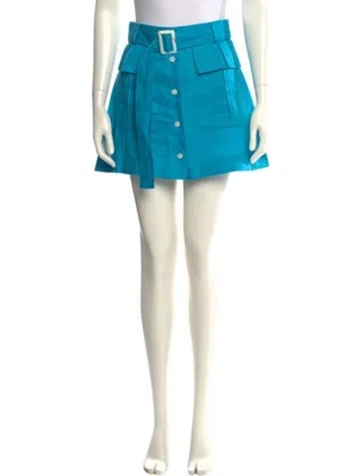 Pre-owned Matthew Bruch Linen Mini Skirt In Blue