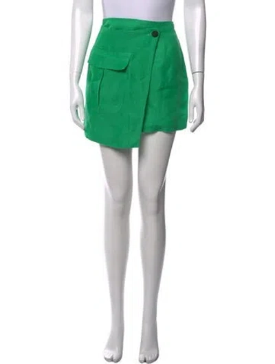Pre-owned Matthew Bruch Linen Mini Skirt In Green
