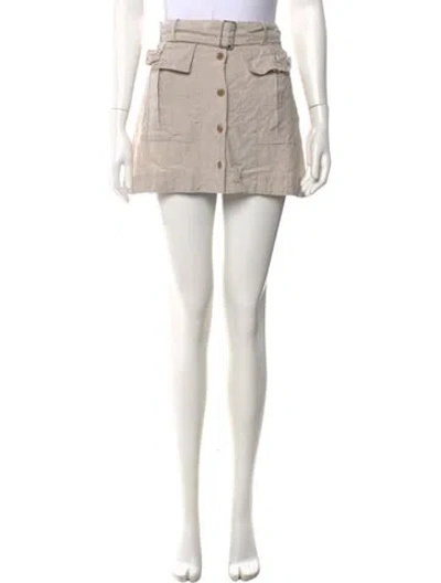 Pre-owned Matthew Bruch Linen Mini Skirt In Neutral