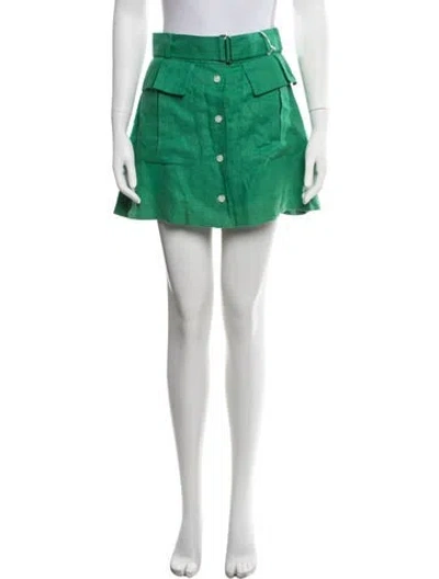 Pre-owned Matthew Bruch Linen Mini Skirt W/ Tags In Green