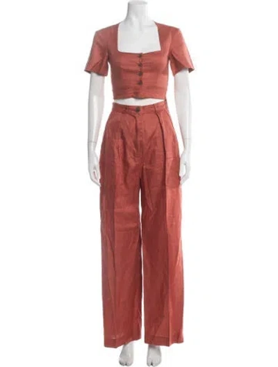 Pre-owned Matthew Bruch Linen Pant Set In Orange