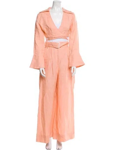 Pre-owned Matthew Bruch Linen Pant Set In Pink