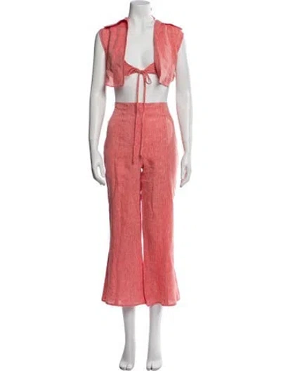 Pre-owned Matthew Bruch Linen Pant Set In Pink