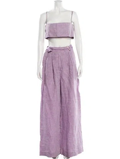 Pre-owned Matthew Bruch Linen Pant Set In Purple